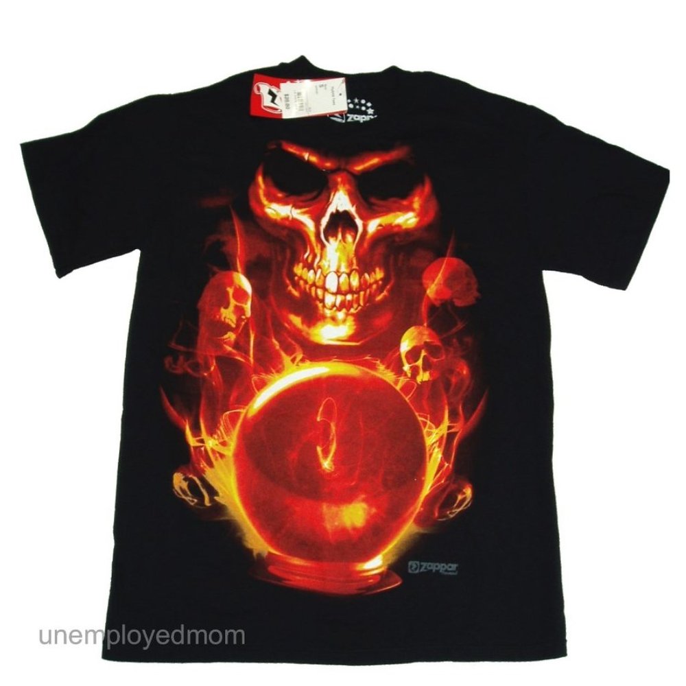 Skull Scary Flames Adult Mens Womens Tee Halloween T-shirt Top